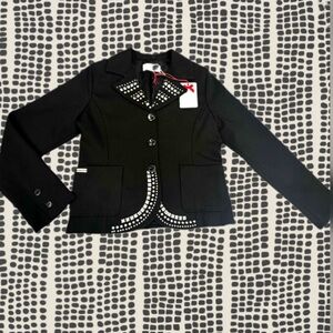 Italian Denny Rose Young Girls Black Silver Studded Jacket New with Tags